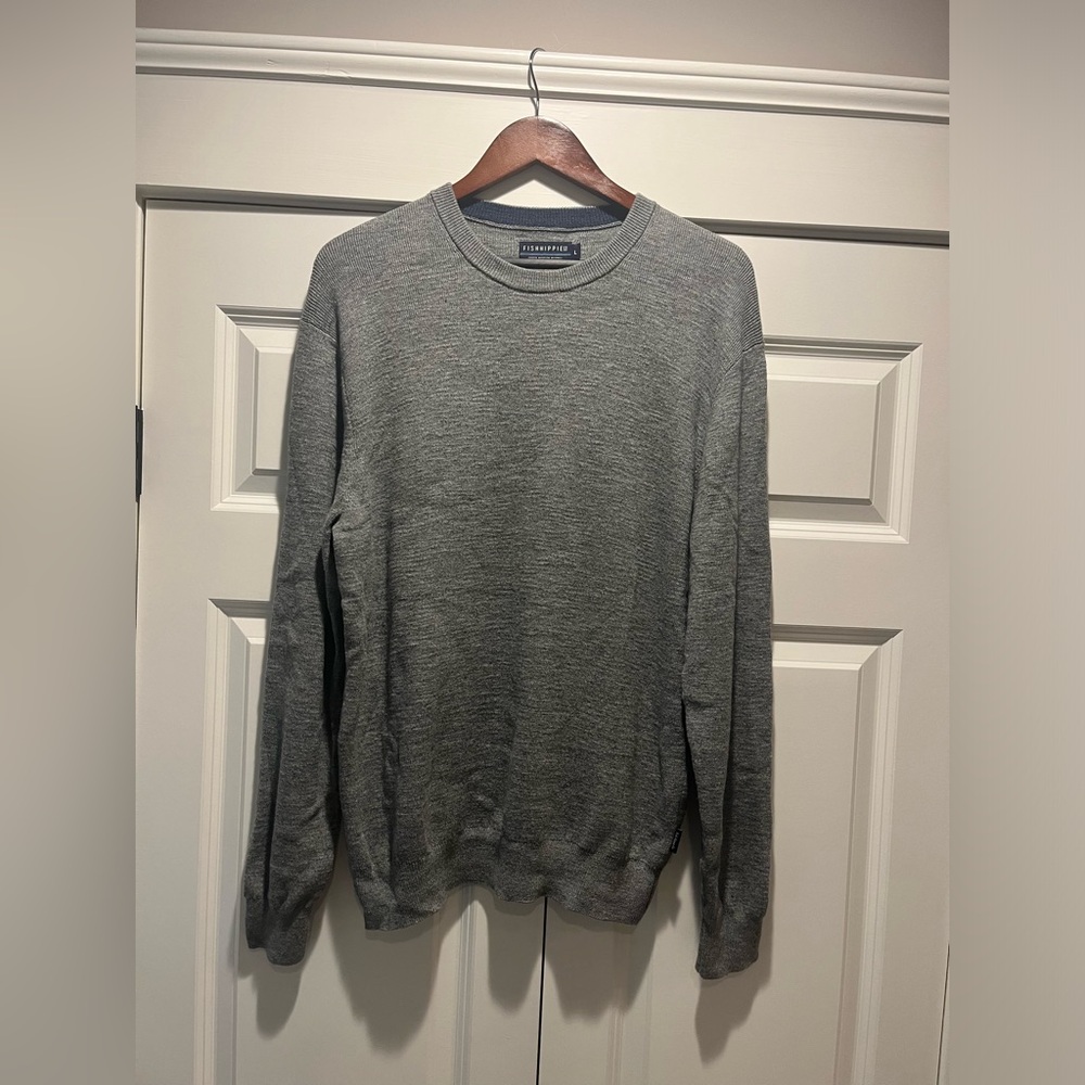 Fish Hippie Gray Rumford crew neck large sweater